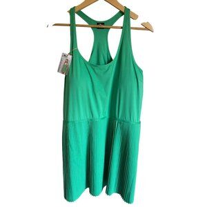 New! Trane Green Pleated Athletic Dress Size XL Athleisure Lined Built in Bra